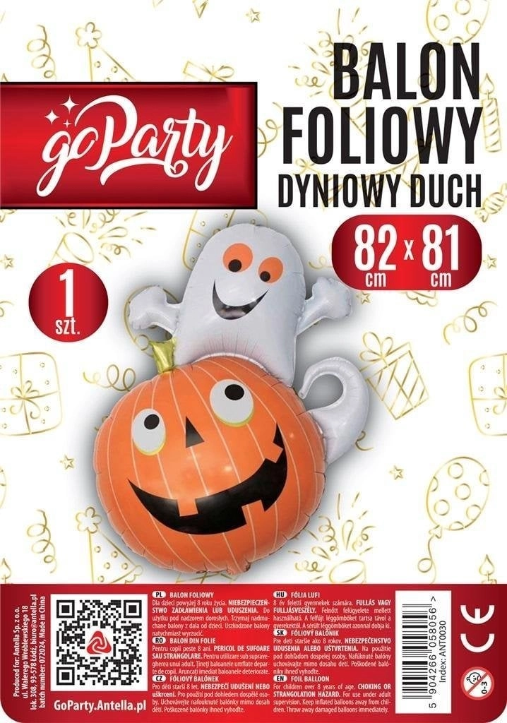 Pumpkin ghost foil balloon 82x81cm 5904266058056