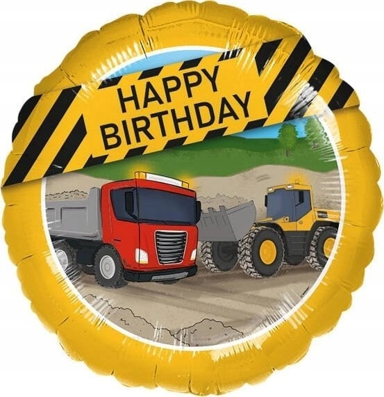 Happy Birthday construction machinery foil balloon