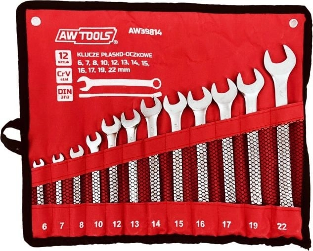 AWTools wrench set flat-hole 12 pieces