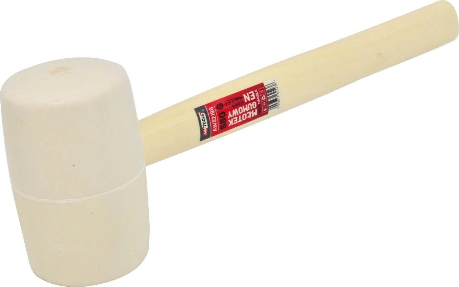 AWTOOLS RUBBER HAMMER WHITE WOOD HANDLE