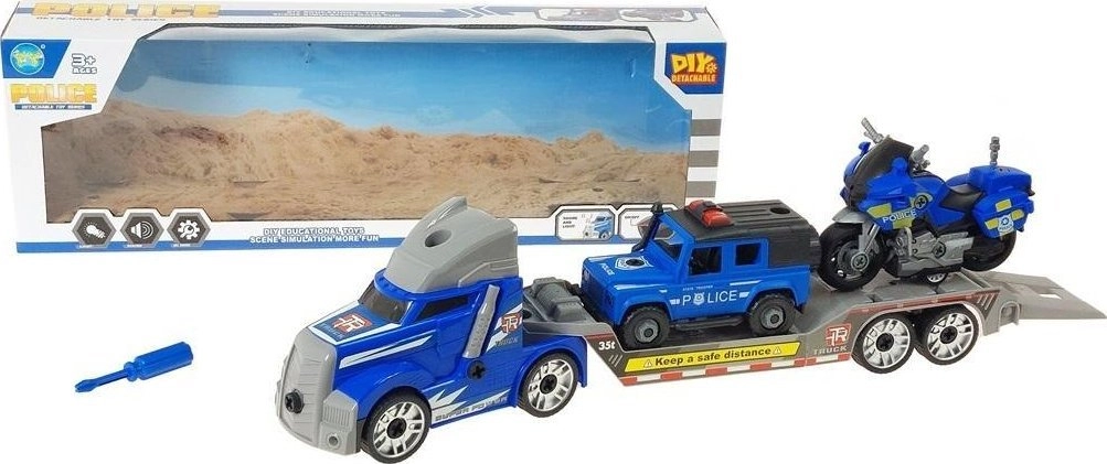 Tow truck with cars with light