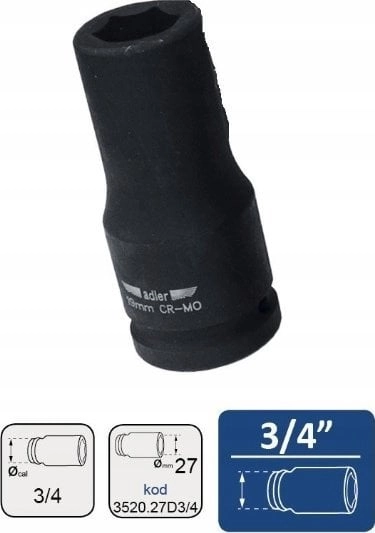 Adler ADLER IMPACT SOCKET 3/4`` 27mm