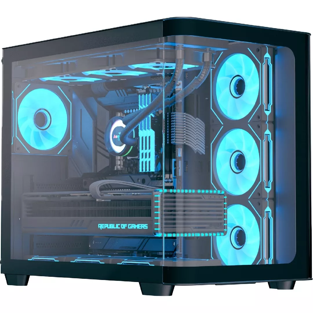 Aerocool P500C-G-BK-v1  tower case (Black  Tempered