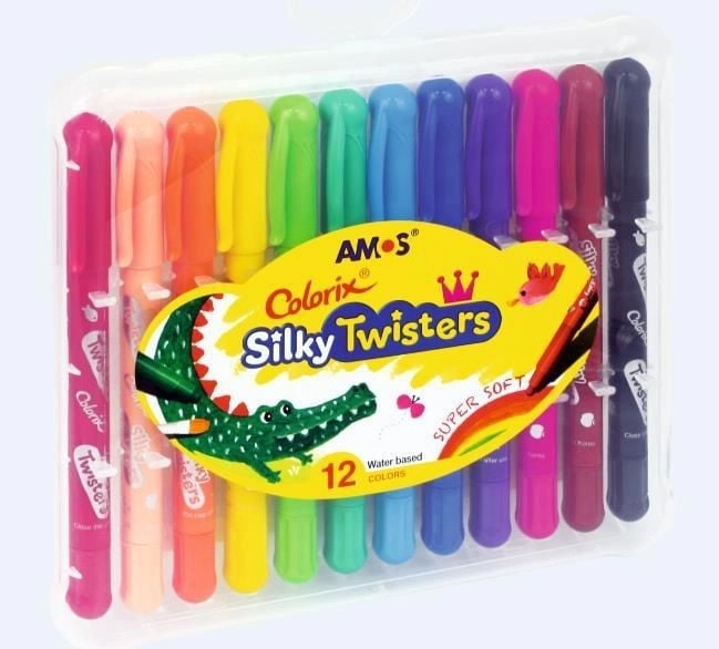 Amos Silky Twisters crayons 12 colors
