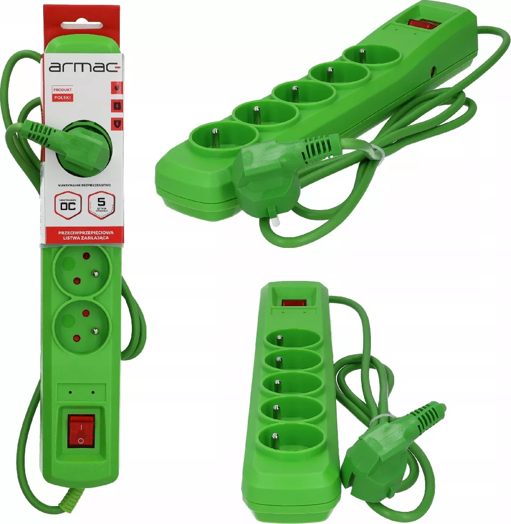 GREEN surge protection power strip 5