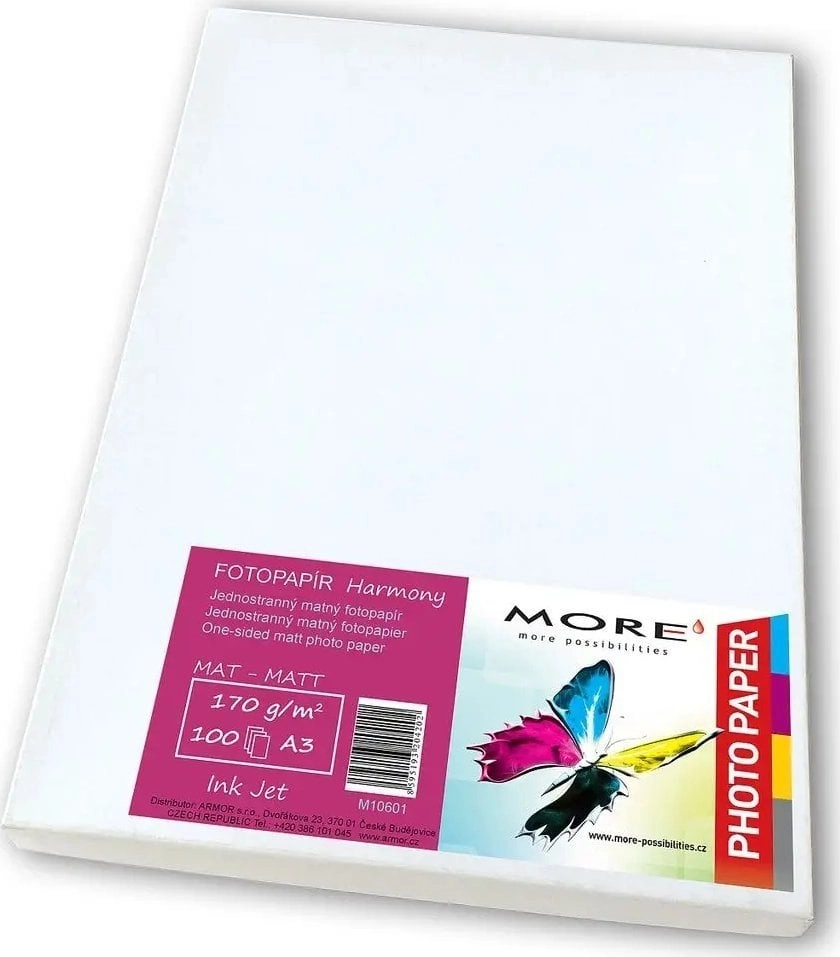 Matt white photo paper compatible with