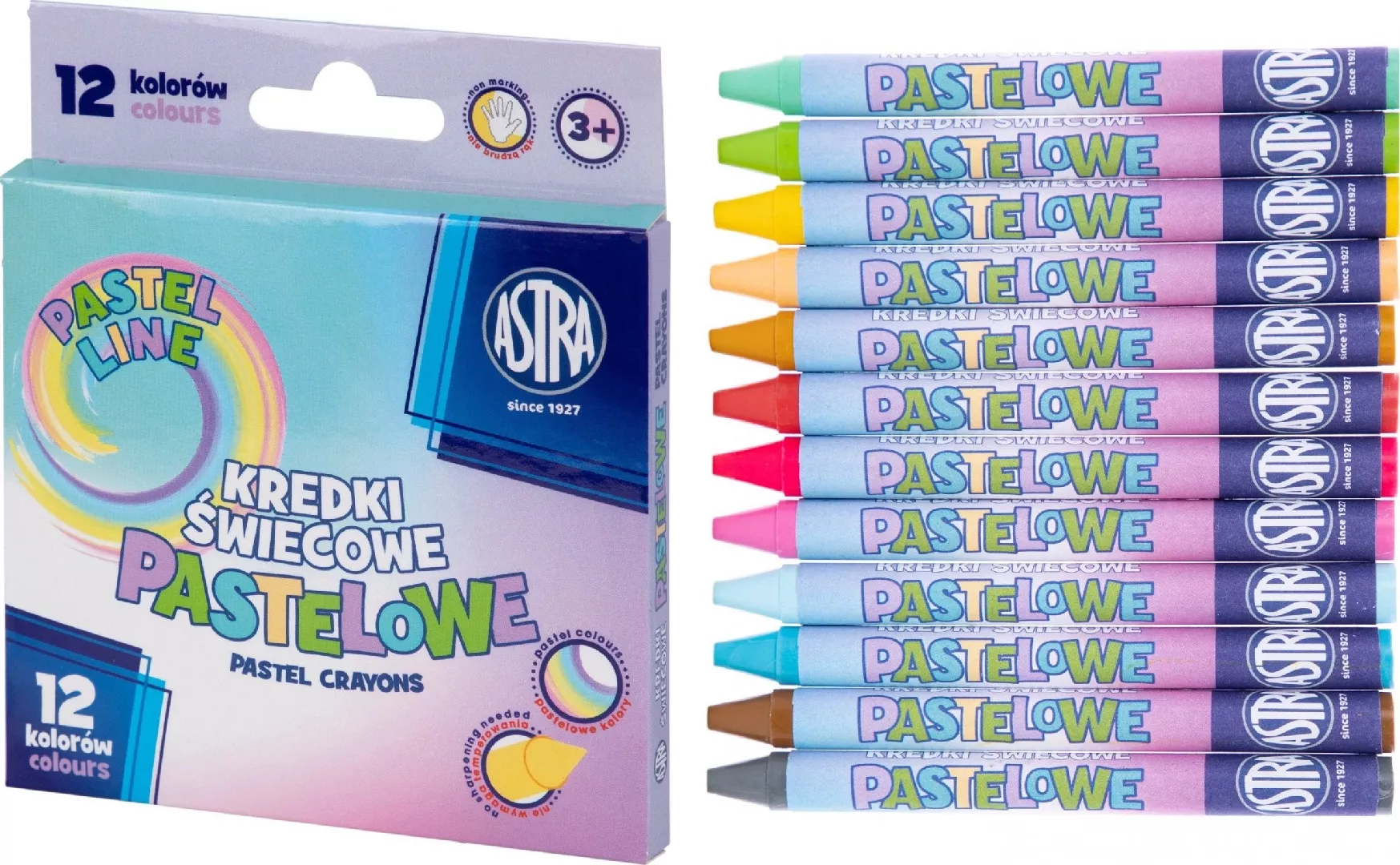 Pastel wax crayons astra 12 colors