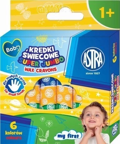 Super Jumbo round wax crayons 6col