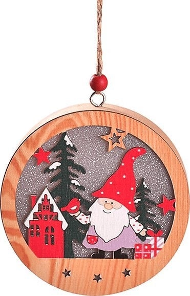 Wooden Christmas Lamp Gnome and House