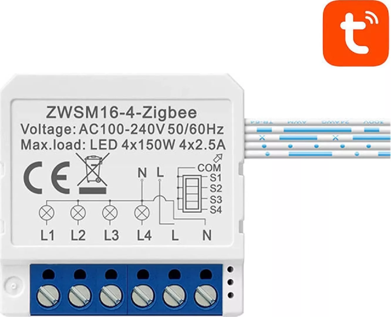 Smart Switch Module ZigBee Avatto ZWSM16-W4