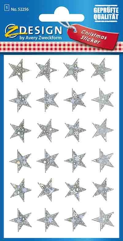 Christmas silver stars stickers 52256