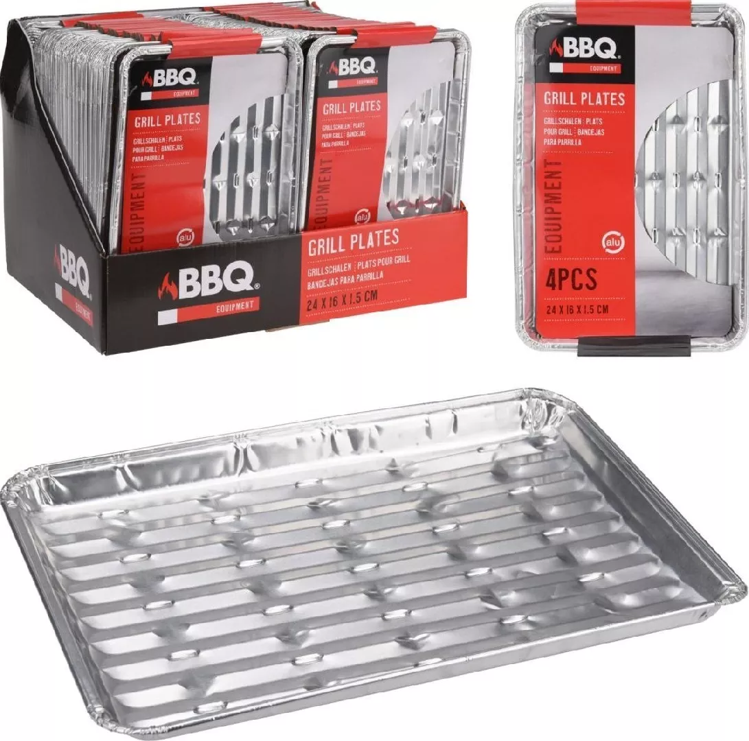 BBQ ALUMINUM GRILL TRAYS 24x16cm 4PCS