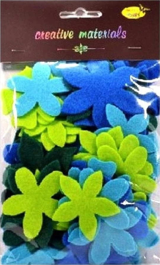 Felt flowers  cold tone  60 pcs