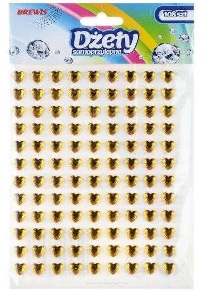Self-adhesive rhinestones with gold hearts  108
