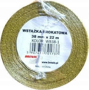 Dekoracja świąteczna BREWIS Wst±żka brokatowa złota