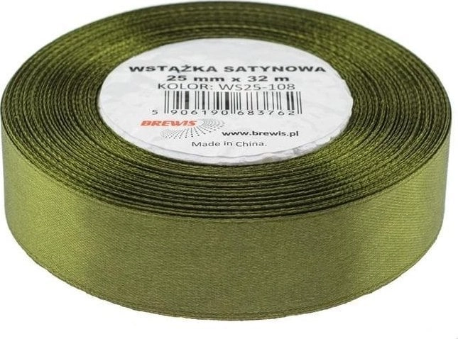 Olive satin ribbon 25mmx32m 5906190683762