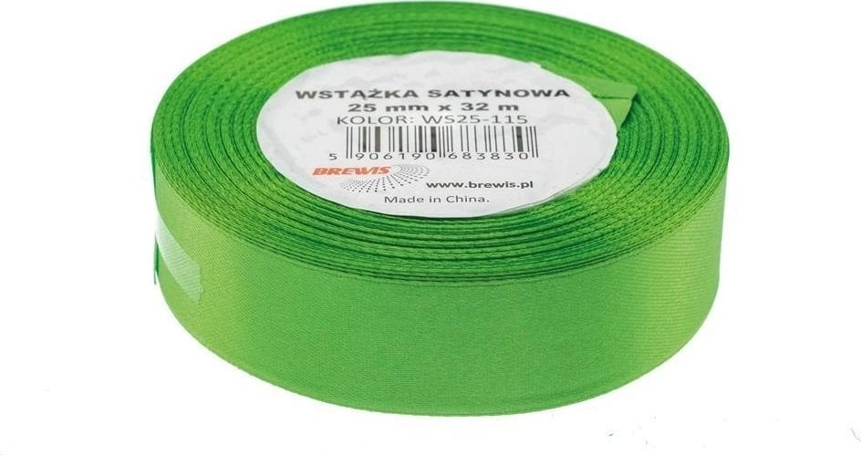 Green satin ribbon 25mmx32m 5906190683830