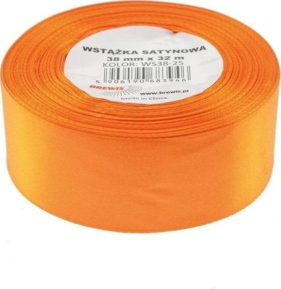 Orange satin ribbon 38mmx32m 5906190683946