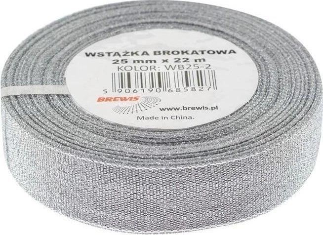 Silver glitter ribbon 25mmx22m 5906190685827