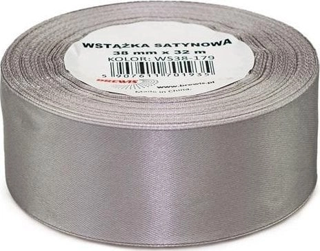 Silver satin ribbon 38mmx32m 5907611701935