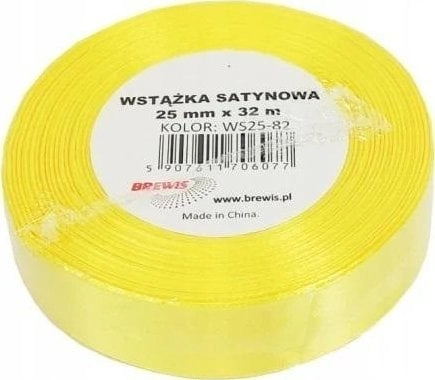 Canary satin ribbon 25mm x 32m