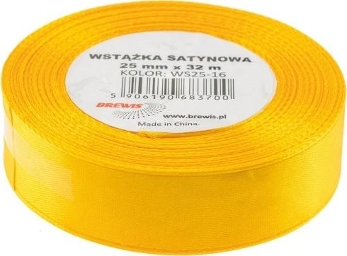 Yellow satin ribbon 25mmx32m AA061BRW 5906190683700
