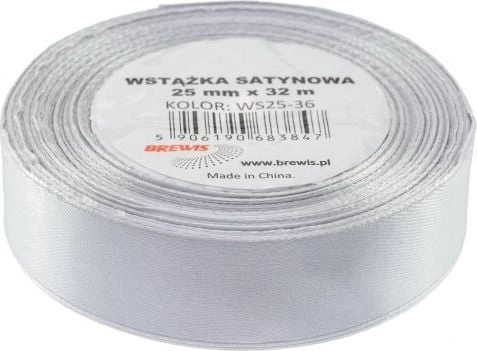 Gray satin ribbon 25mmx32m AA062BRW 5906190683847