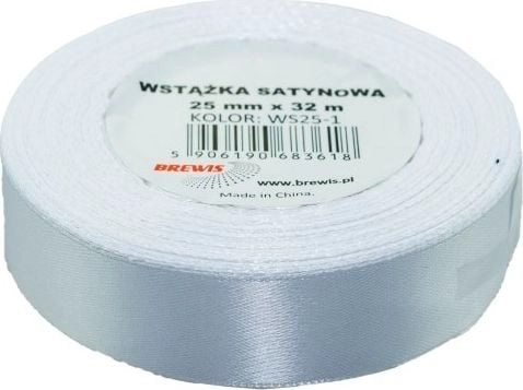 White satin ribbon 25mmx32m AA073BRW 5906190683618