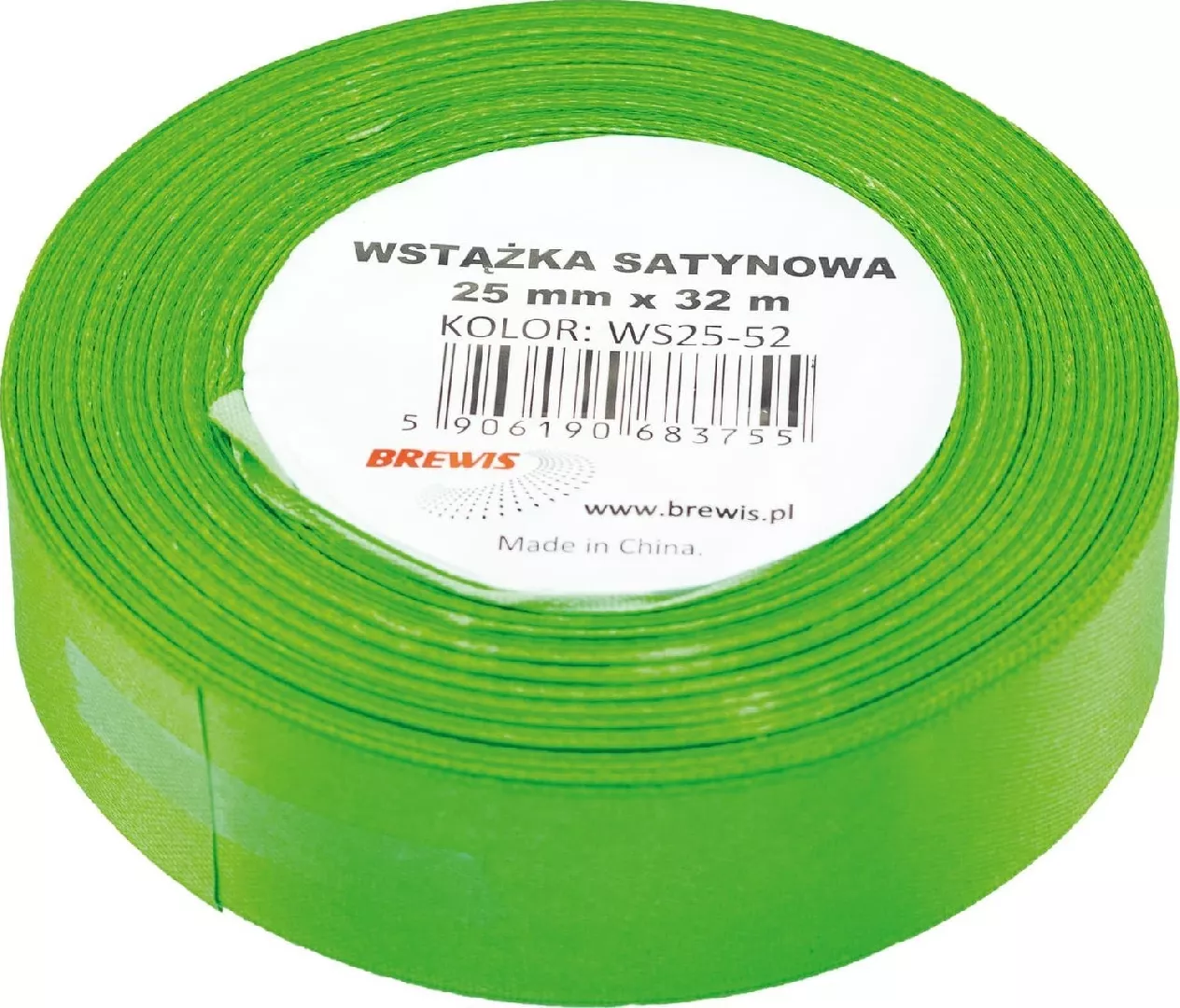 Green satin ribbon 25mmx32m AA082BRW 5906190683755