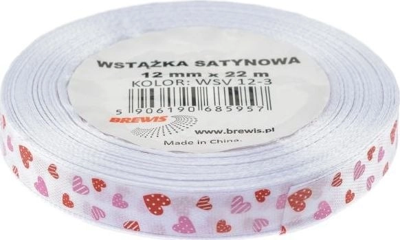White heart satin ribbon 12mmx22m AA231BRW