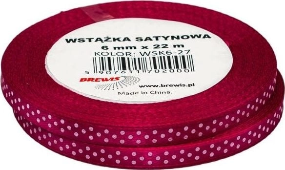Purple dotted satin ribbon 6mmx22m 2pcs