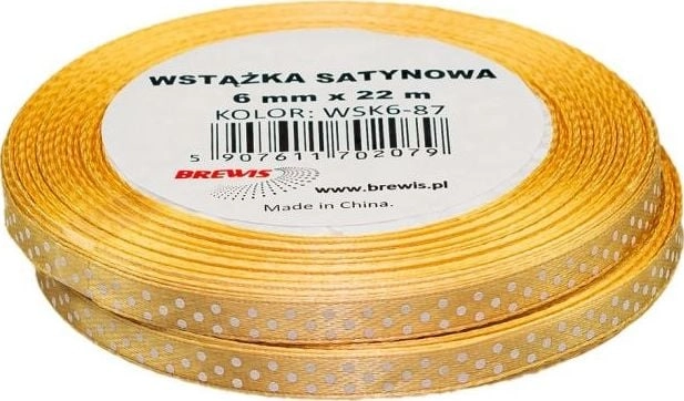 Beige dotted satin ribbon 6mmx22m 2pcs