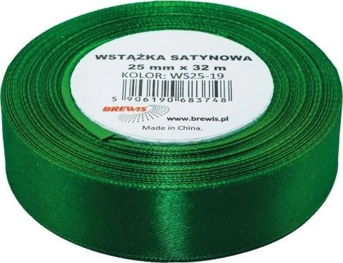 Green satin ribbon 25mmx32m BREW0280 5906190683748