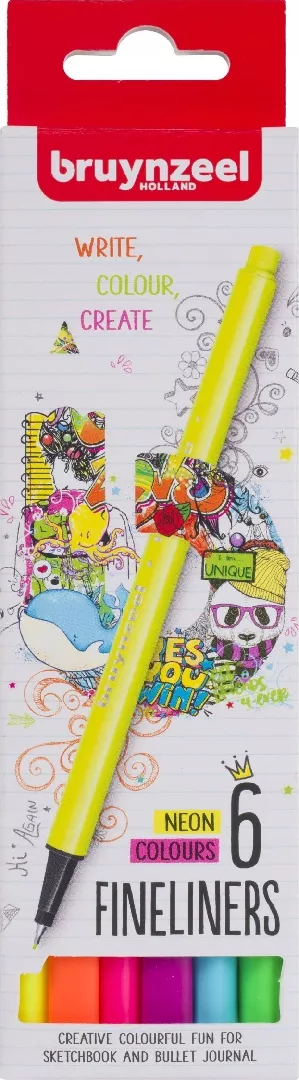 Bruynzeel Fineliner set neon 6 colours