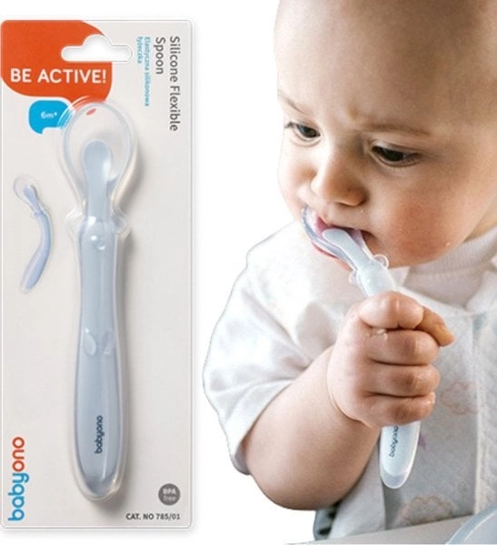 BabyOno 785/01 SILICONE SPOON FLEXIBLE BLUE