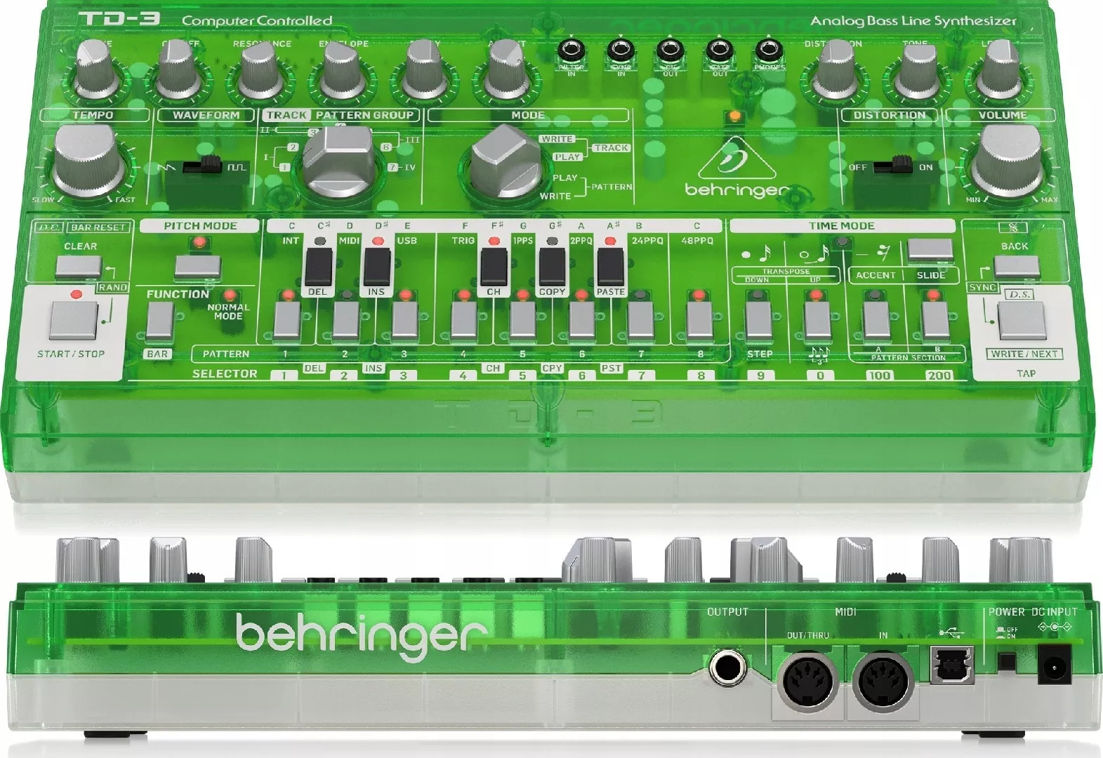Behringer TD-3-LM Bassline synthesizer  transparent green