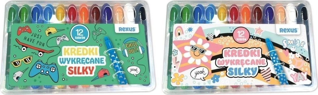 Silky twist-up crayons  12 colors  mix