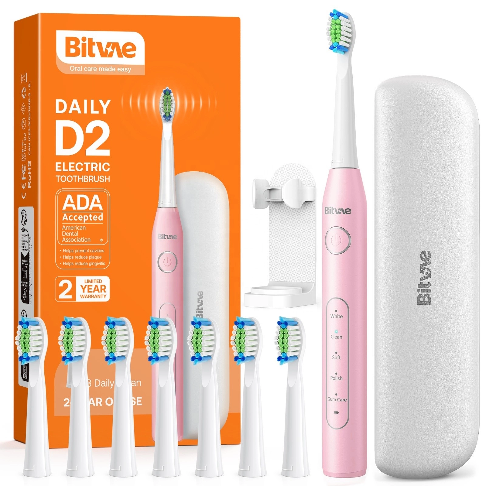 Electric toothbrush Bitvae Daily D2  Pink