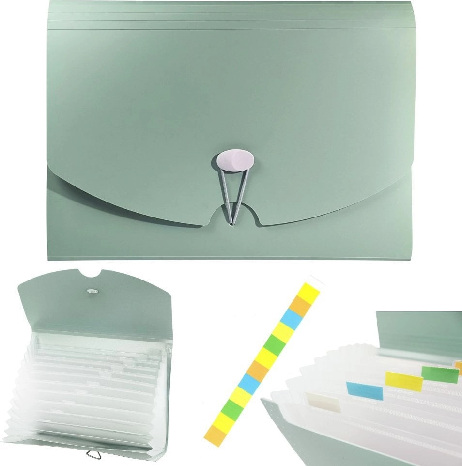 A4 PP accordion folder morandi green