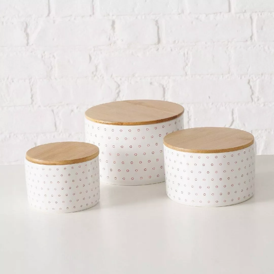 Boltze Pojemniki ceramiczne z bambusową pokrywą