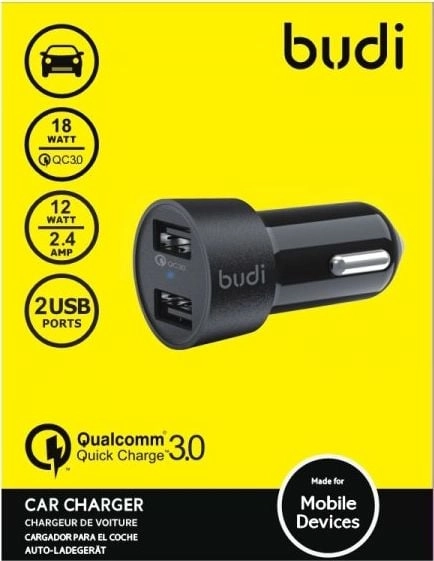 Budi charger 2x USB-A 3 A