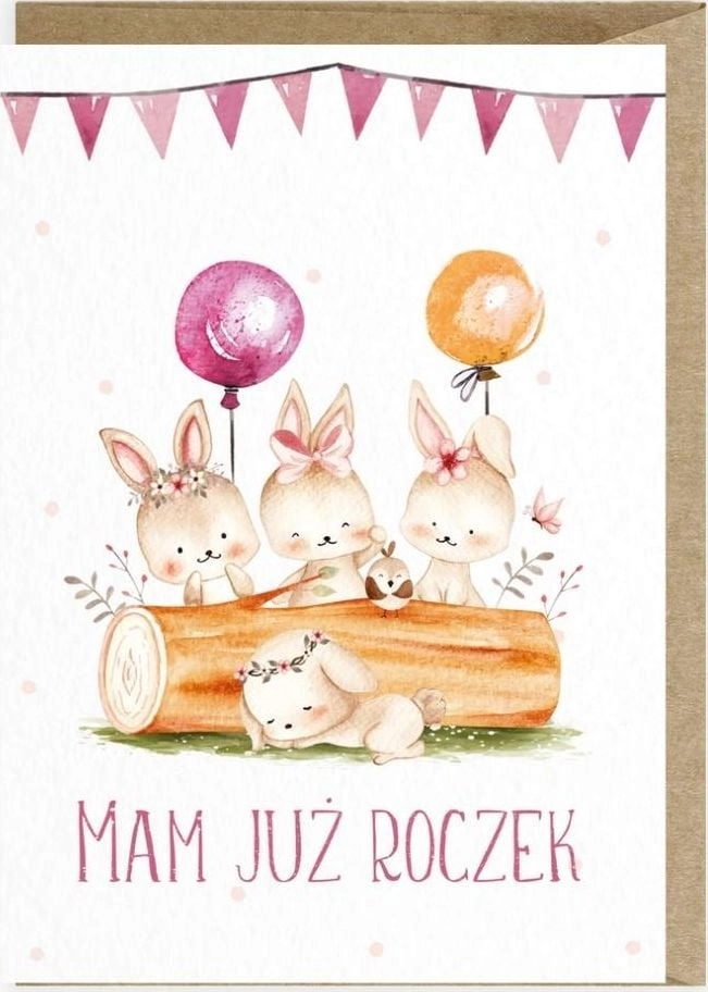 Cardie Birthday Card One Year Bunnies