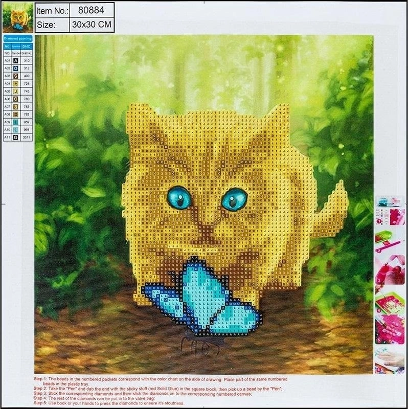 5D diamond mosaic - CatButterfly 30x30