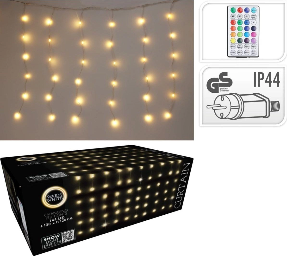 CHRISTMAS LIGHTS LIGHT CURTAIN OUT/IN 144