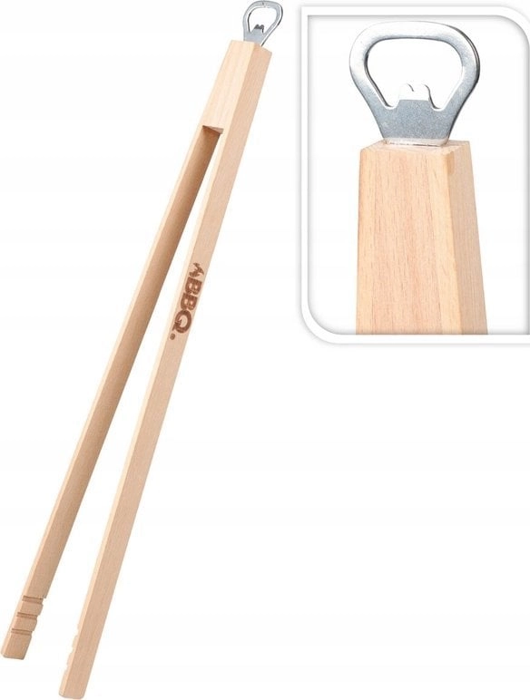 WOODEN GRILL TONGES 48CM WITH OPENER