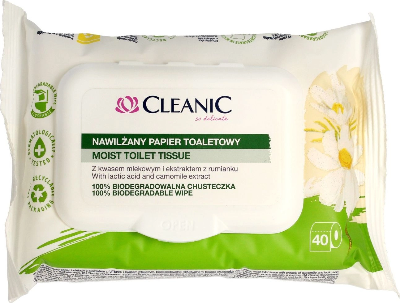 Cleanic Moistened toilet paper with chamomile