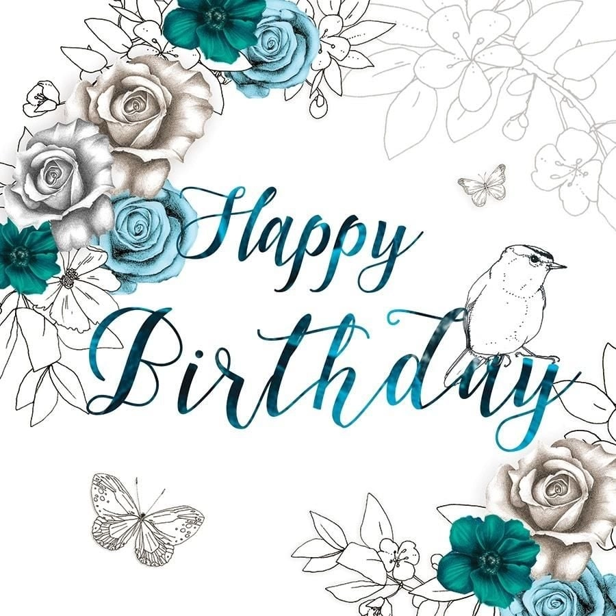 Swarovski square card CL1402 Birthday flowers
