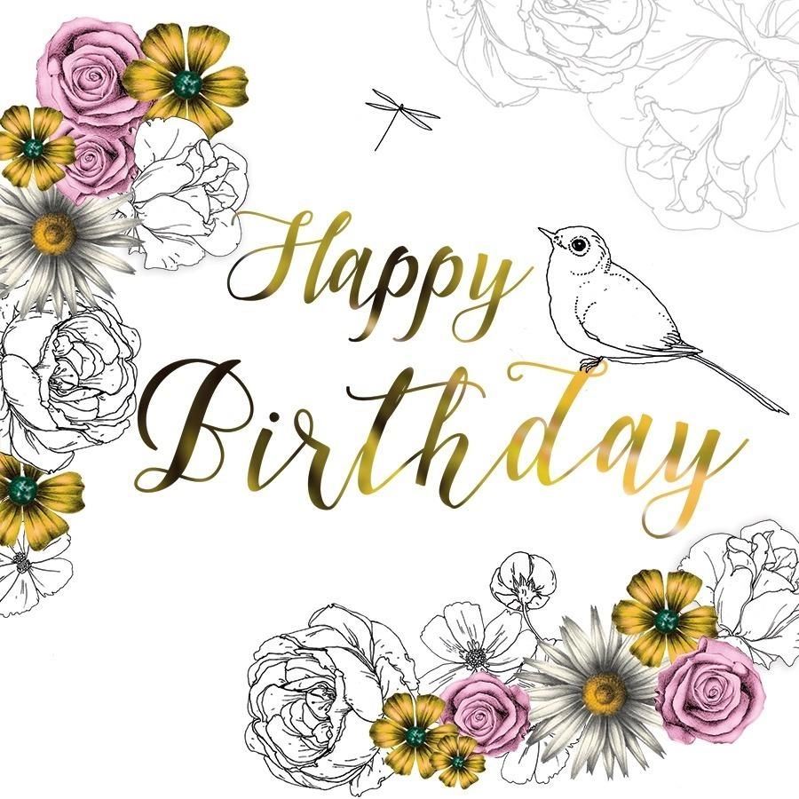 Swarovski square card CL1403 Birthday flowers