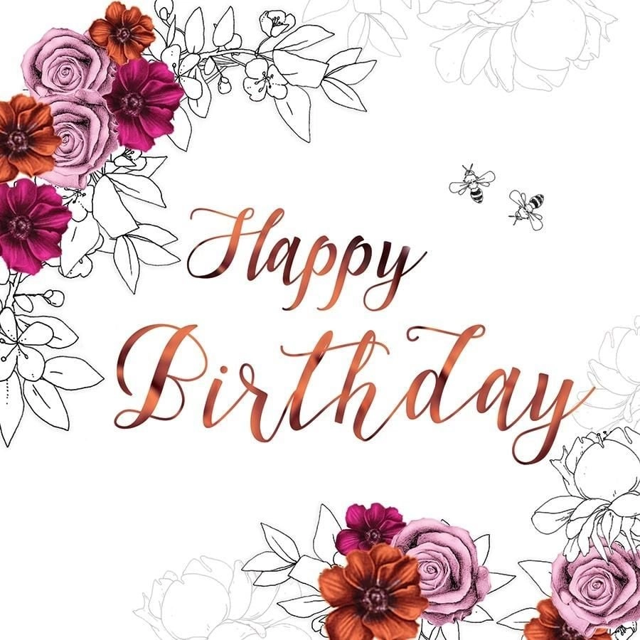 Swarovski square card CL1409 Birthday flowers