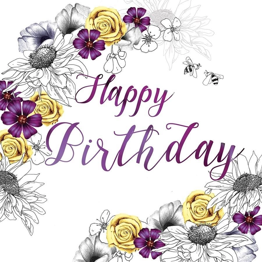 Swarovski square card CL1412 Birthday flowers